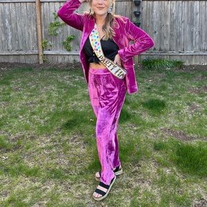 Free People Fuchsia Velvet Suit